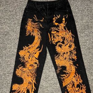 Shein Orange Dragon Jeans